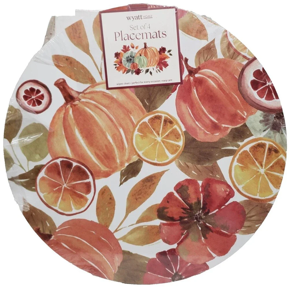 Set of 4 Round Hard Placemats With Cork Back (15